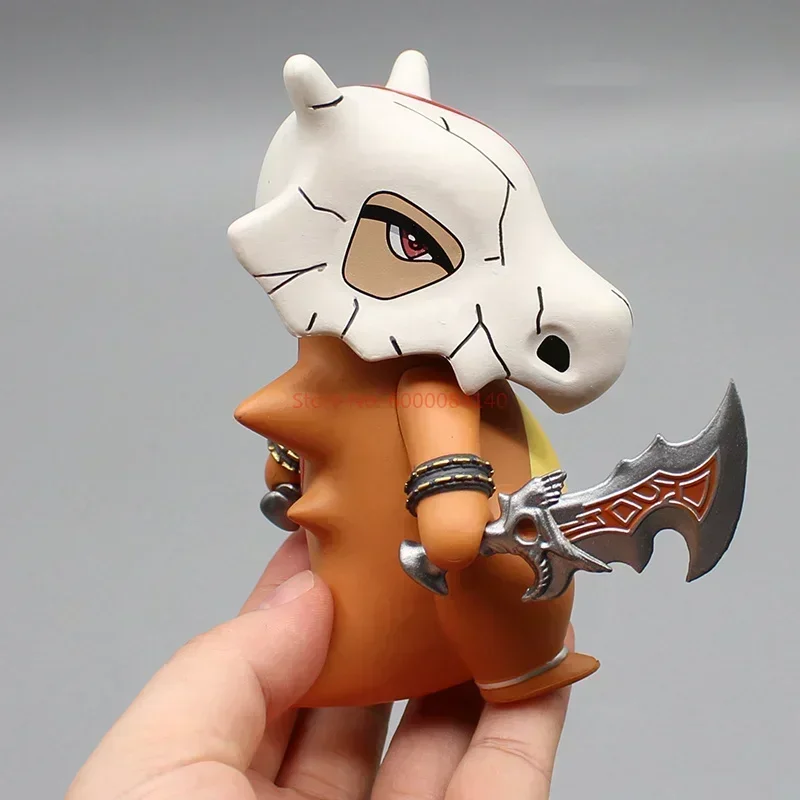 Anime Figure Cubone PVC Model Statue para Crianças, Cartoon Cosplay, Q Version, Dinossauro, Desktop Ornamentos, Presentes de Natal, Brinquedo, 12cm