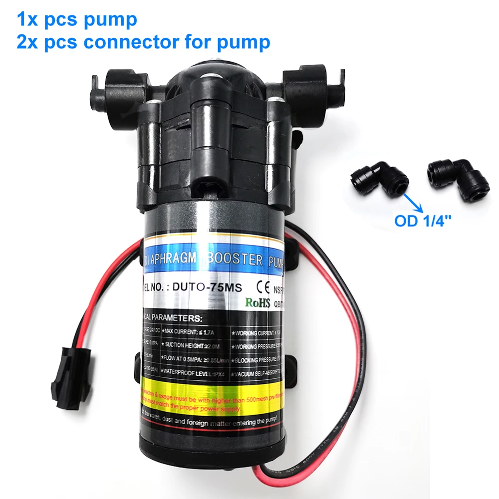 DC 24V RO Quiet Mine Diaphragm Booster Pump 75GPD Garden Sprayer For Reptile Pet Fog And Patio Mist Cooling System Irrigation