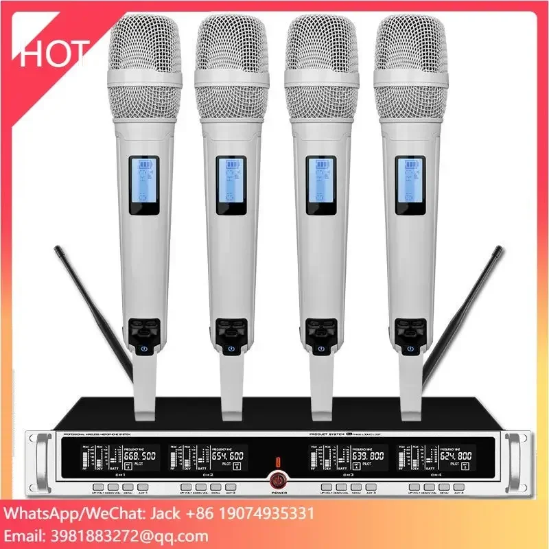 

CSL Best 4 Channel Wireless Microphone Mic Cordless 4 Headset Handheld And 1 Receiver For Karaoke/Speech/Teaching