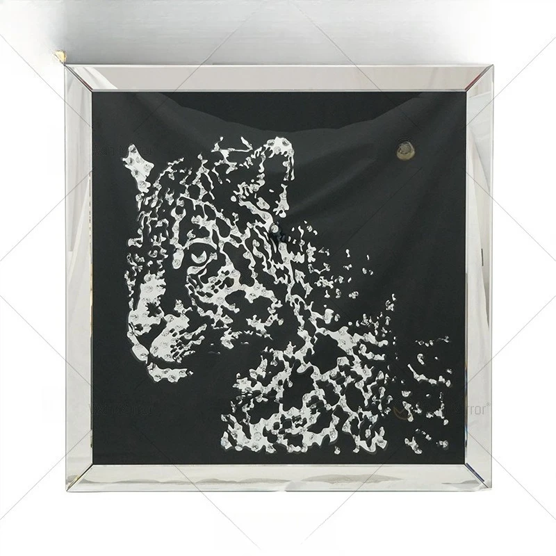 

Glass crystal mural living room decorative painting background wall painting leopard pattern bedroom painting