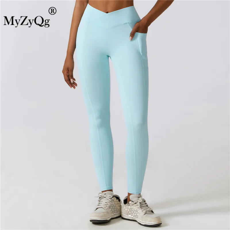 

MyZyQg Women Peach Hip Lift Fitness Pocket Nude High-waisted Yoga Pilate Pants Tight Quick Dry Skinny Running Pants