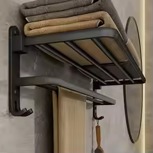 50cm Wall Mount Foldable Towel Holder with Hook