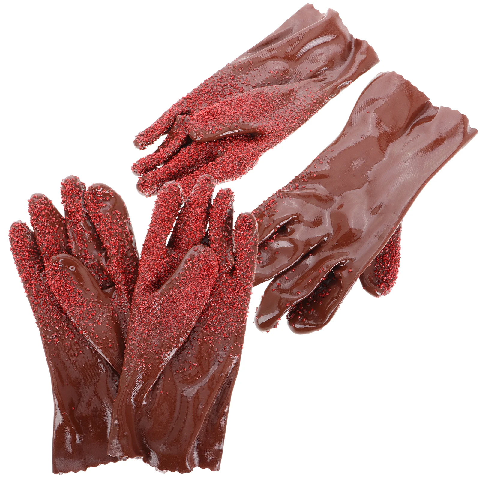 2Pairs الثقيلة PVC قفازات السباكة مقاوم للماء قابلة لإعادة الاستخدام صعبة استنزاف تنظيف المجاري الأفعى شكل قبضة قفازات العمل المساعدة #1