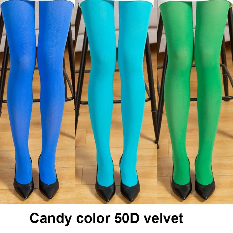 

60-120 кг, 3 шт., женские сексуальные колготки больших размеров, 50d бархатные колготки, бесшовные чулки, весна-осень, яркие цвета, разноцветные, носимые