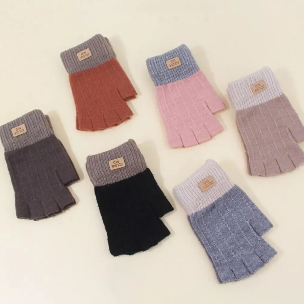 

New Thick Knitted Fingerless Gloves Warm Anti-Freeze Thermal Gloves Elastic Half Finger Gloves Women Men