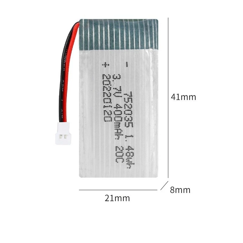 3.7V 400mAh 30C 752035 Lipo Battery For X4 U816A H107 H31 KY101 E33C E33 V252 H6C RC Quadcopter Drone Spare Part