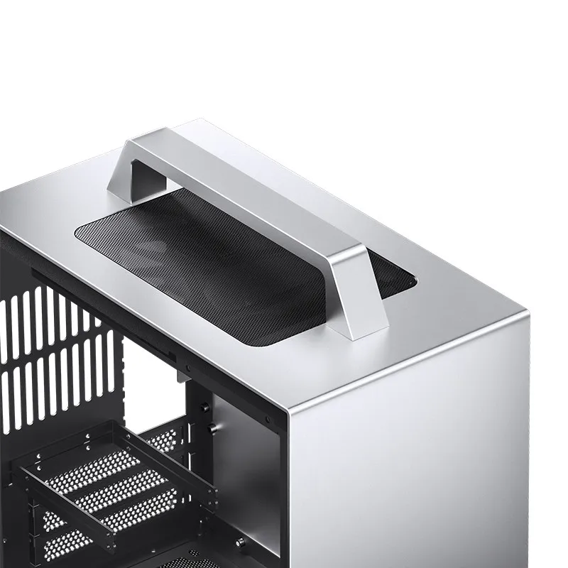 JONSBO T8 PLUS ITX Casing Genggam Portabel Panel Aloi Aluminium Casing Komputer Desktop Mini Transparan Samping