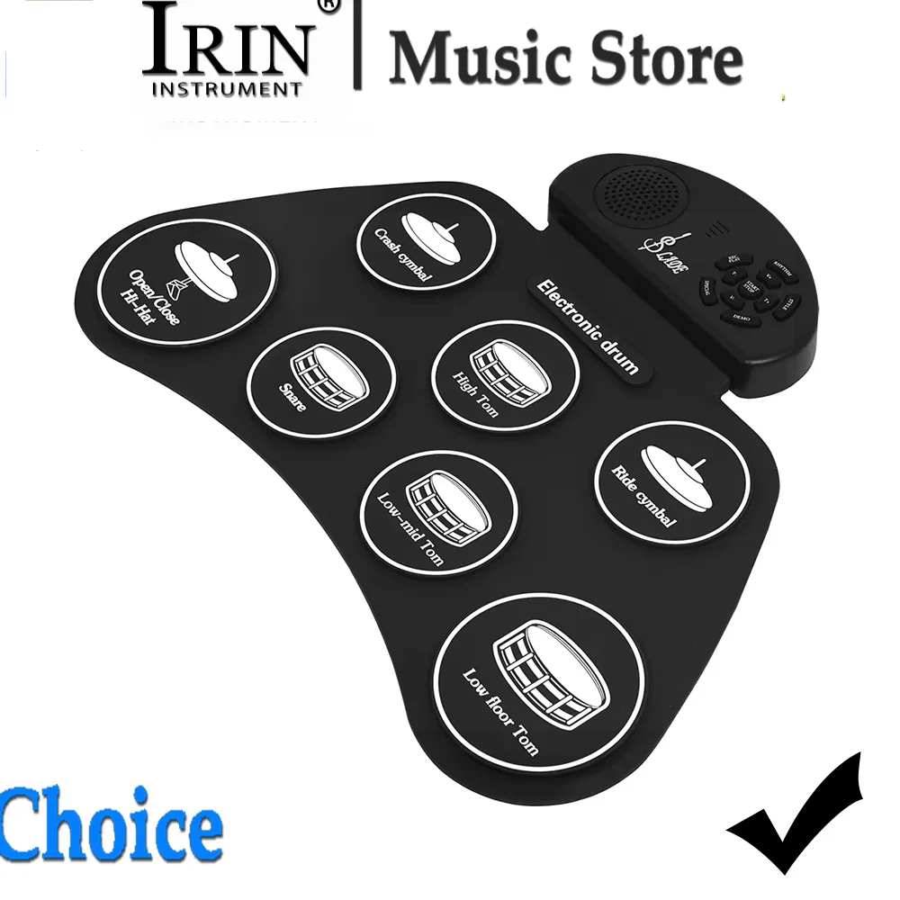 SLADE Roll‑Up Electronic Drum Set Electronic Drum Set Hand-rolled Drum 7‑Pad 4 Drum 3 Cymbal Set Gifts with Drumsticks Pedals