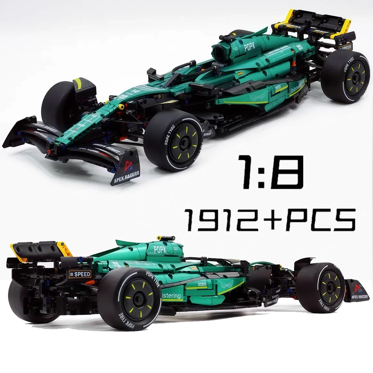 NEW 1912pcs Technical Classic Green Race Car Building Blocks 1:8 MOC Mechanical Vehicle Model Assemble Toys Boys Christmas Gifts