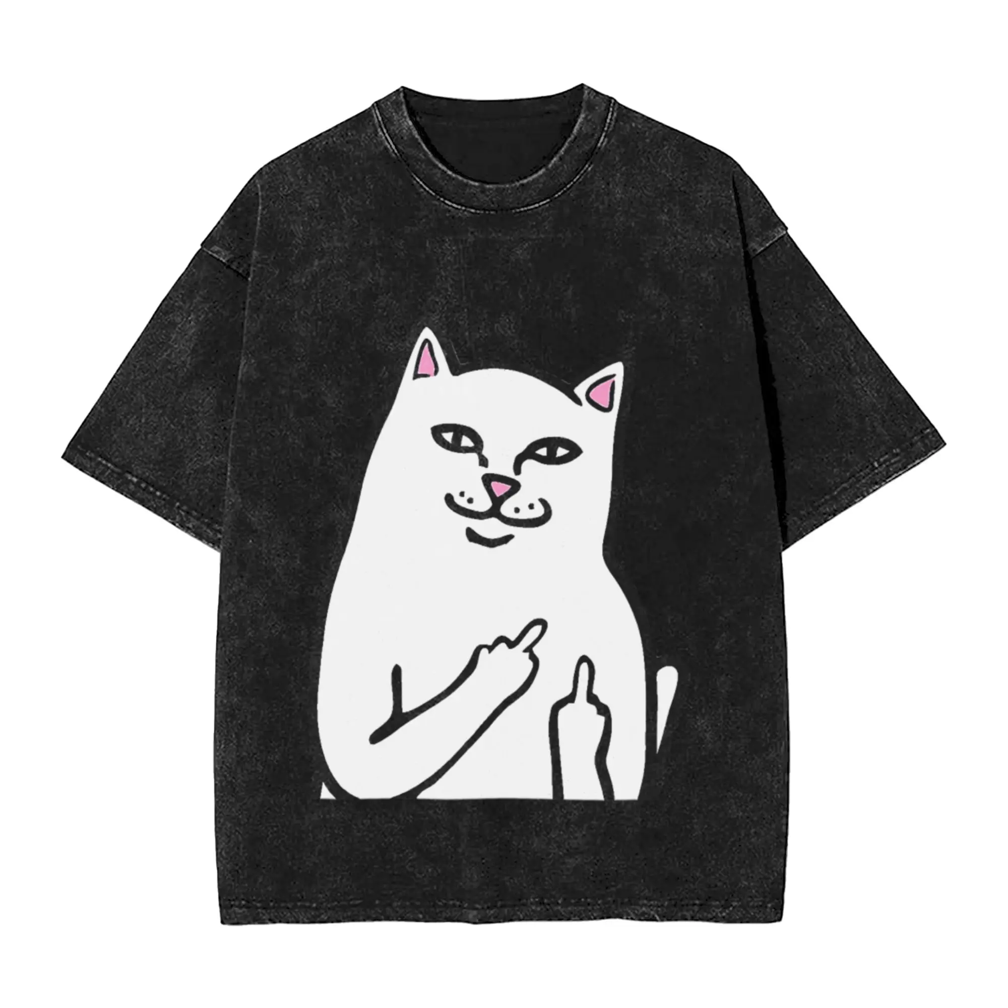 Vintage Cat Midle Finger Call Me Unique Cool A Vintage Oversized Cotton Unisex T-Shirts