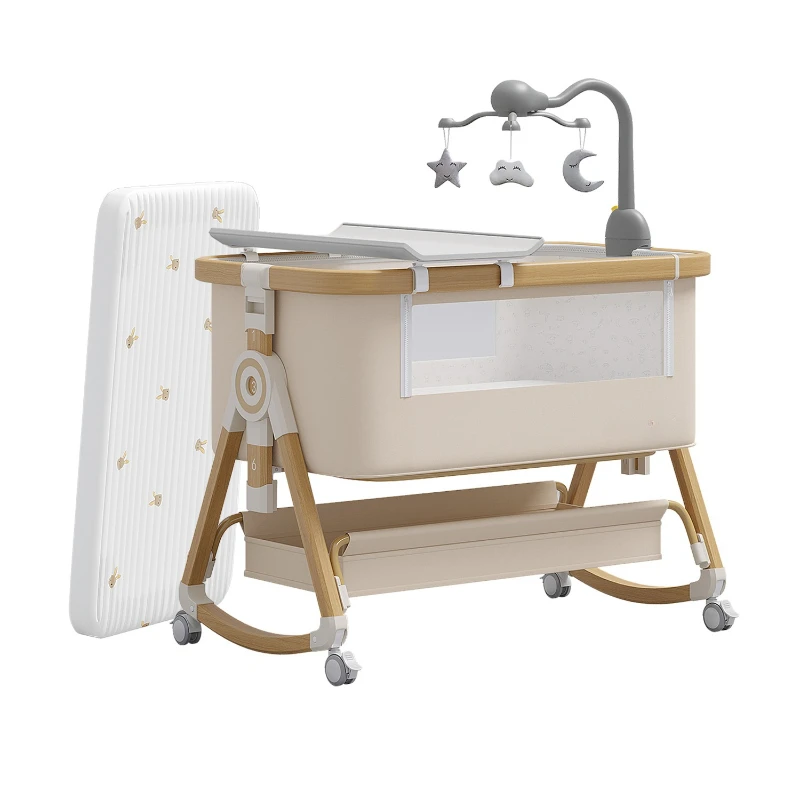 Crib Movable Portable Cradle Bed Foldable Newborn Splicing