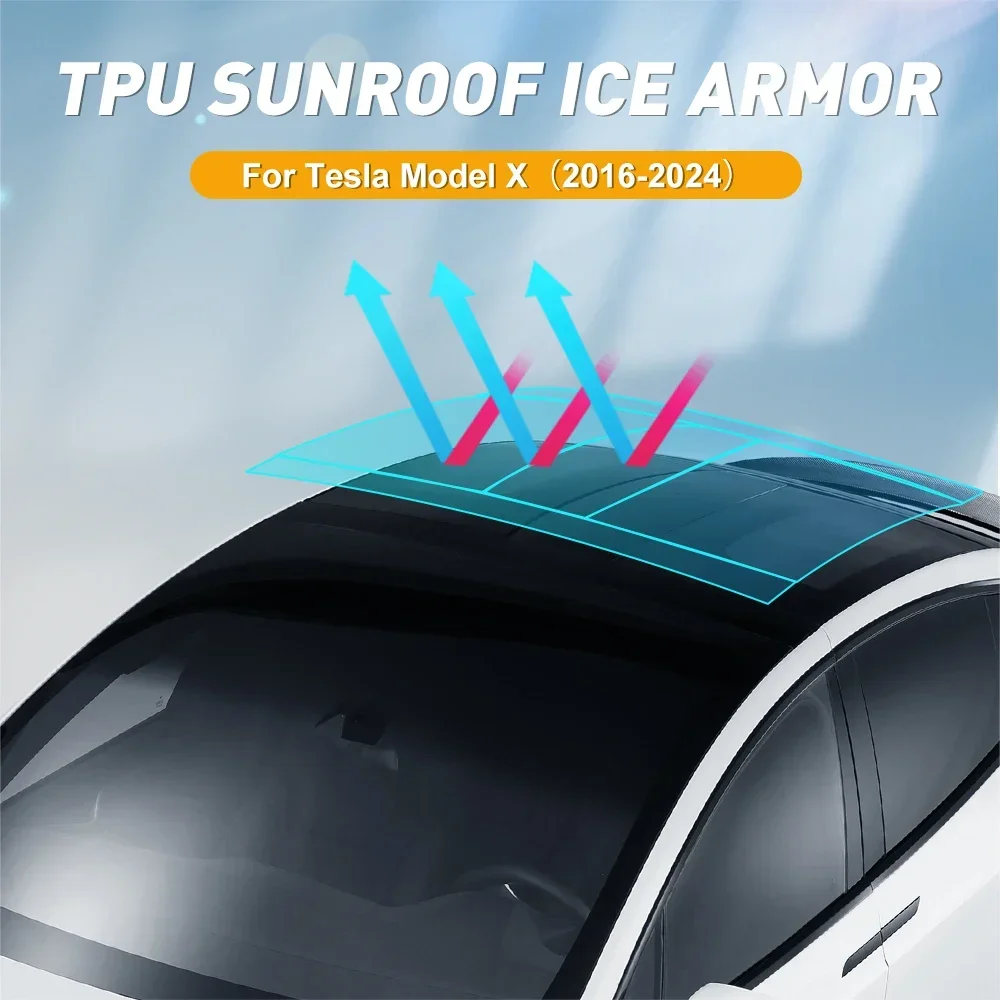 TPU Ice Armor Pre-Cut Sunroof Protection Film Heat Insulation for Tesla Model X 2016-2018 2019 2020 2021 2022 2023 2024 Car PPF