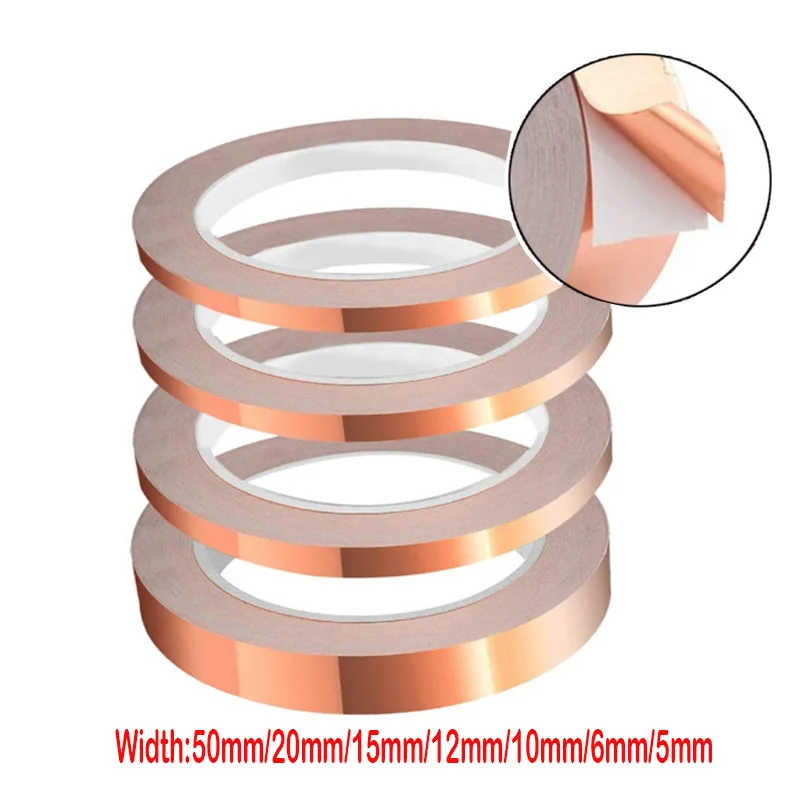 10M 20M Copper Foil Tape Single Side Conductive Shielding Tape Snail Tape Stain Glass Home Appliance Circuit Electrical Repai