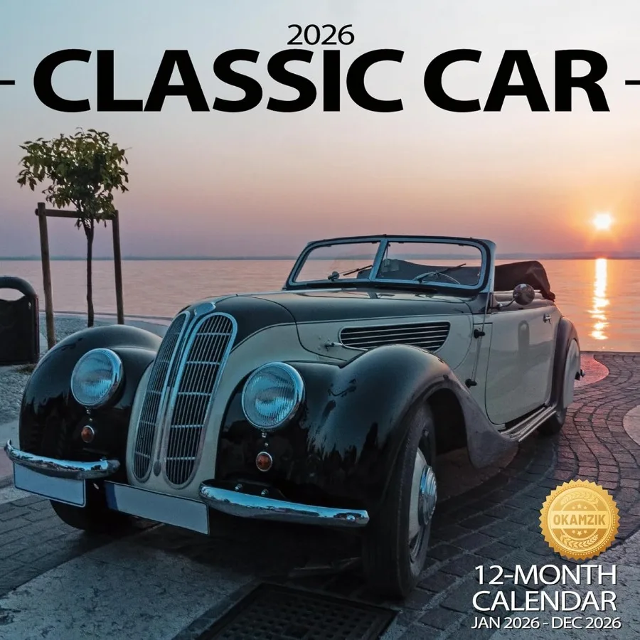 

2026 Wall Calendar Planner Calendar - Classic Car Hangable Monthly Wall Calendar with Large Blocks for Organizing and Planning