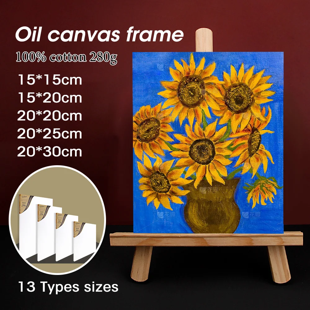 Oil Canvas Easel White Frame Cotton Drawing Board Various Sizes Suitable For Gouache,Acrylic Painting,Graffiti DIY Art Supplies