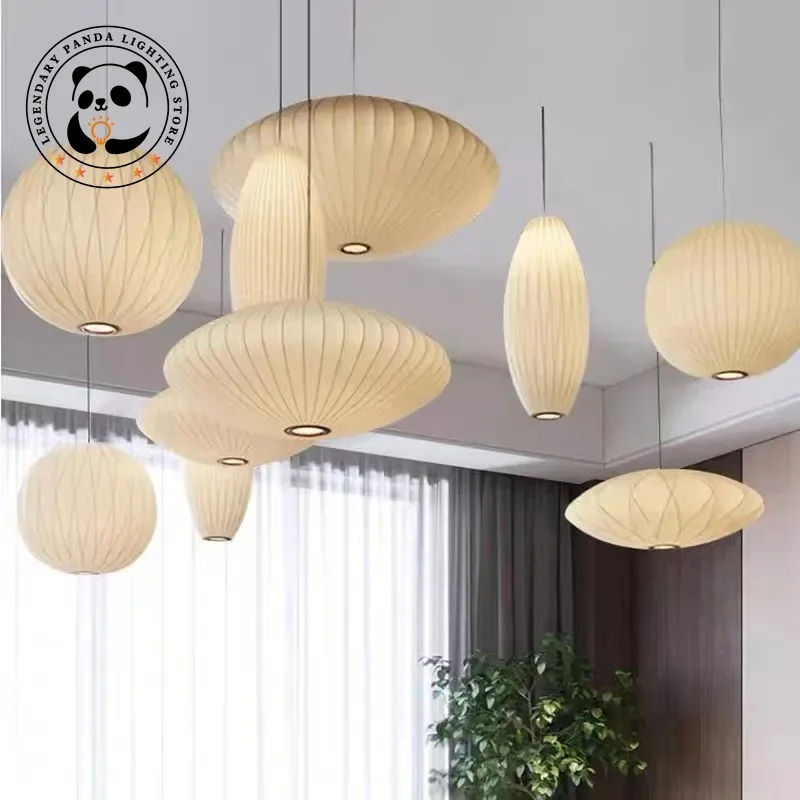 

Simple Lantern Pendant Lights LED White Silk Lamp Design Room Clothing Shop Tatami Japanese Designer Decoration Home Chandelier