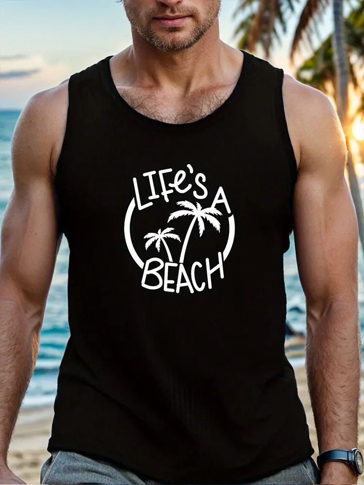 Summer Daily Casual Men\'s Tank Top Outdoor Beach Men\'s Sleeveless T-shirt Street Fashion Sports Tank Top Men\'s Sleeveless Top