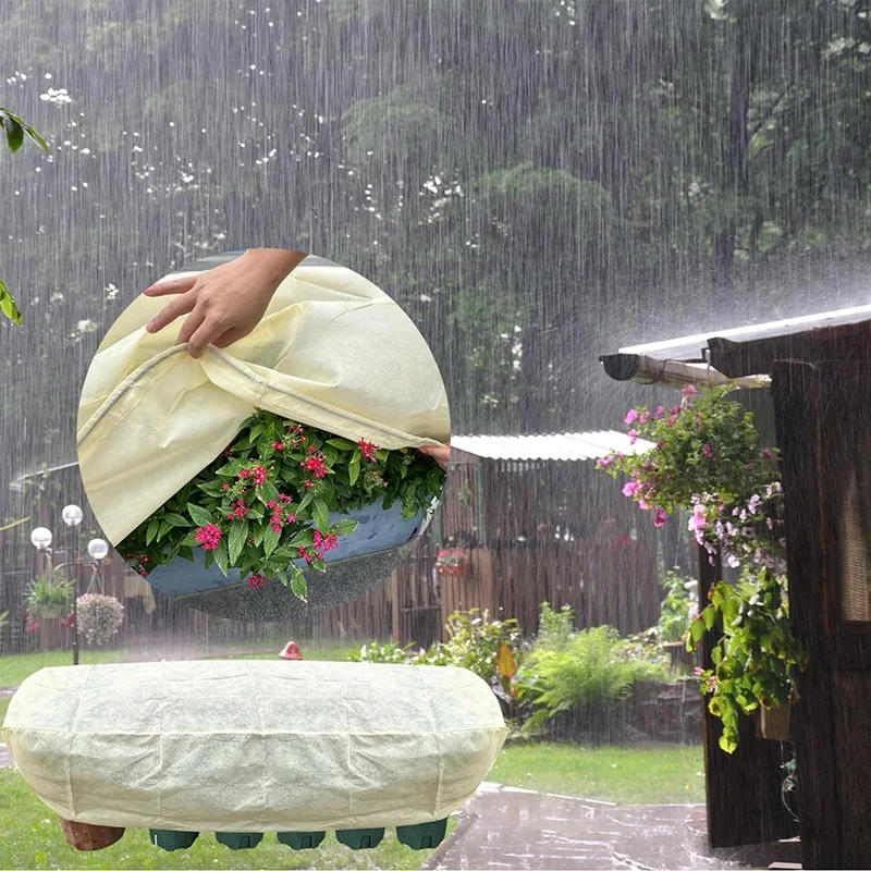 Plant Frost Cover, Rectangular Planter Plant Winter Frost Blanket With Zip Drawstring For Outdoor 150 X 40 X 45Cm 6Pack