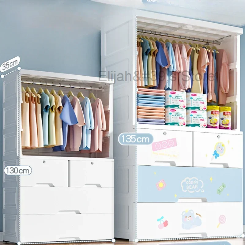 

Clothes Rack Children Wardrobes Storage Closet Plastic Bedroom Children Wardrobes Baby Szafa Na Ubrania Home Furniture MR50CW