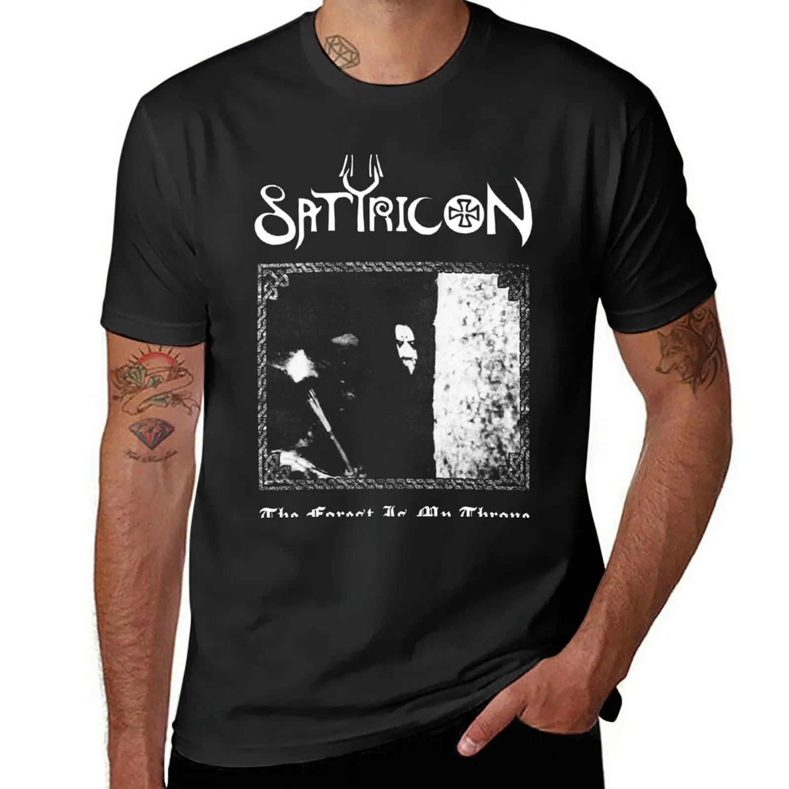 

The Forest is my Throne by Satyricon - Classic Old School Norwegian Black Metal T-Shirt blacks oversized t shirt men