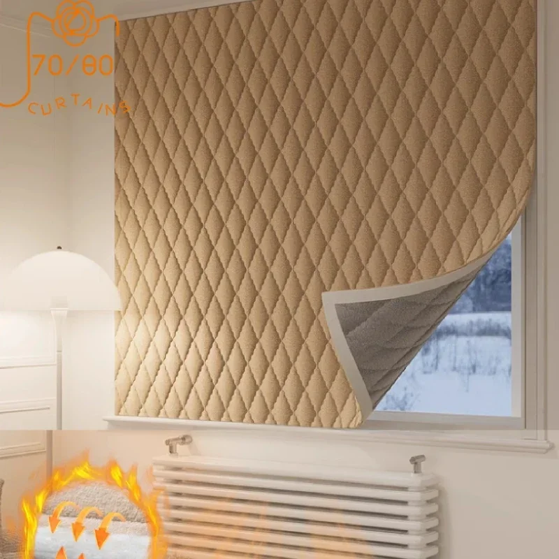 Cortinas de ventana de invierno personalizadas, a prueba de viento, cálidas, insonorizadas, de algodón grueso, para sala de estar y dormitorio, selladas