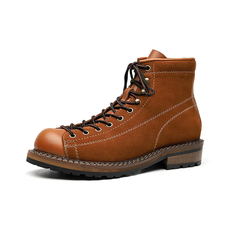 Hiking Shoes Men's Walking Boots British Thick Soled Cowhide High Top Motorcycle Boots Ankle Sneakers Casual Trekking Shoe 38-44 view 6