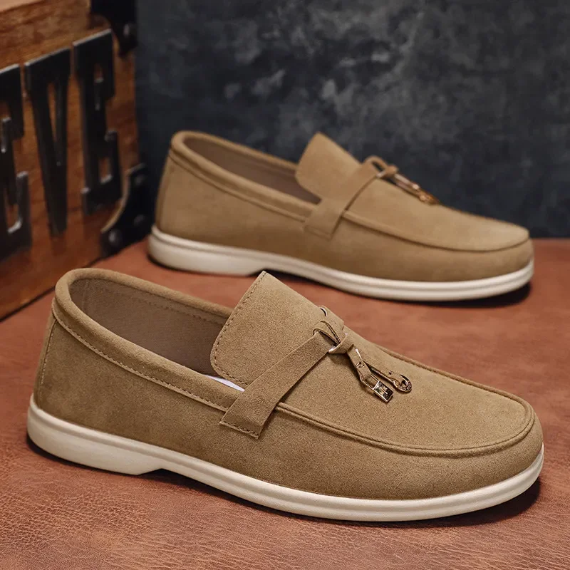 أحذية رخيصة المتسكعون للرجال موضة براون الجلد المدبوغ أحذية من الجلد الرجال الراحة الانزلاق على أحذية قيادة الرجال عادية Mocasines De Hombre #1