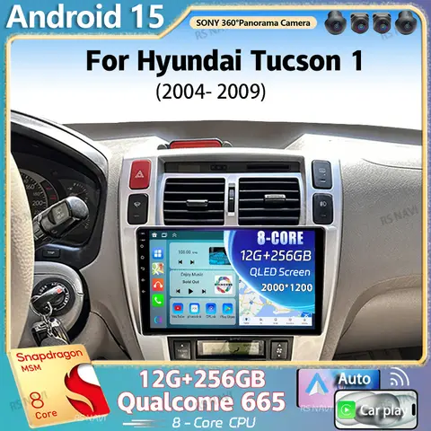 Android 15 För Hyundai Tucson 1 2004 - 2009 LHD 2K QLED Android Bilradio Multimedia Videospelare GPS Stereo CarPlay 6 best sales Hyundai Tucson 2004 2009 - №4