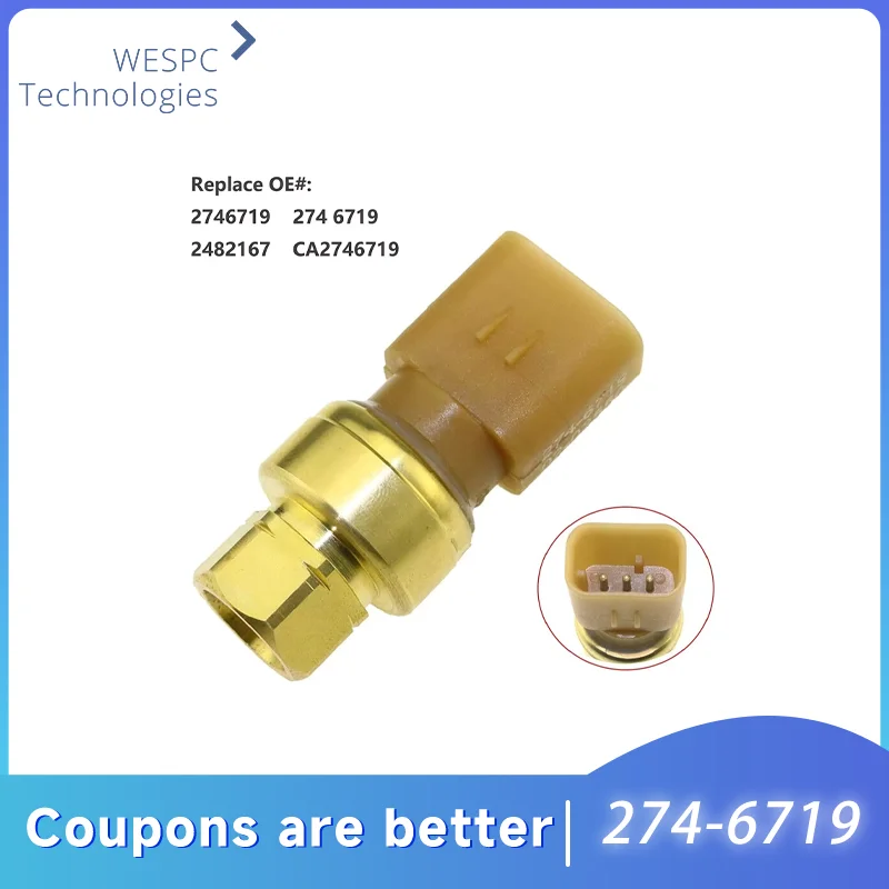 

2746719 274-6719 Oil Fuel Pressure Sensor Compatible with Caterpillar Heavy Duty Car C15 C175 C175 C27 E330D E336D E329D