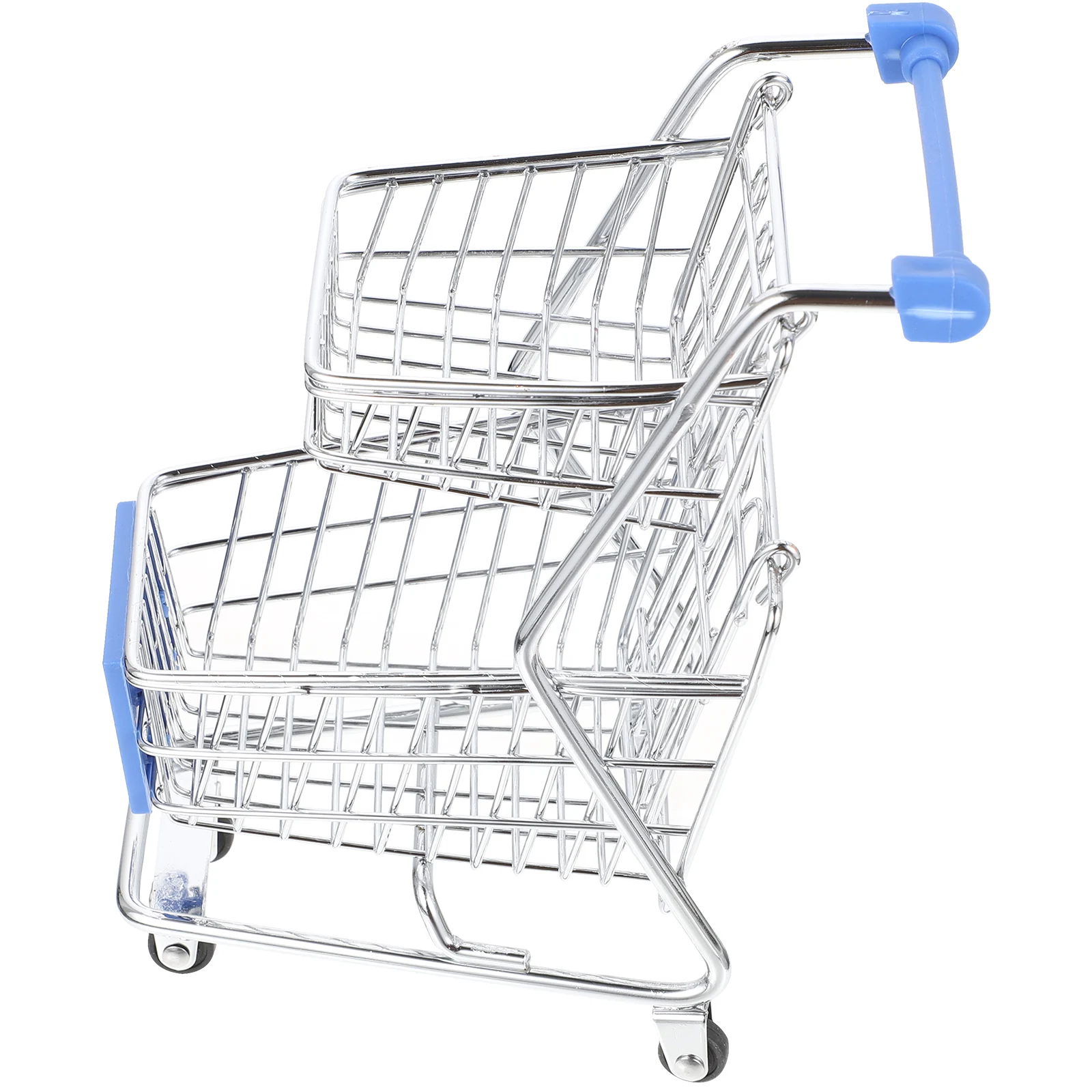 

Mini Shopping Cart Delicate Small Supermarket Handcart Desktop Organizer Storage Basket Decorative Kids Play Role Simulation