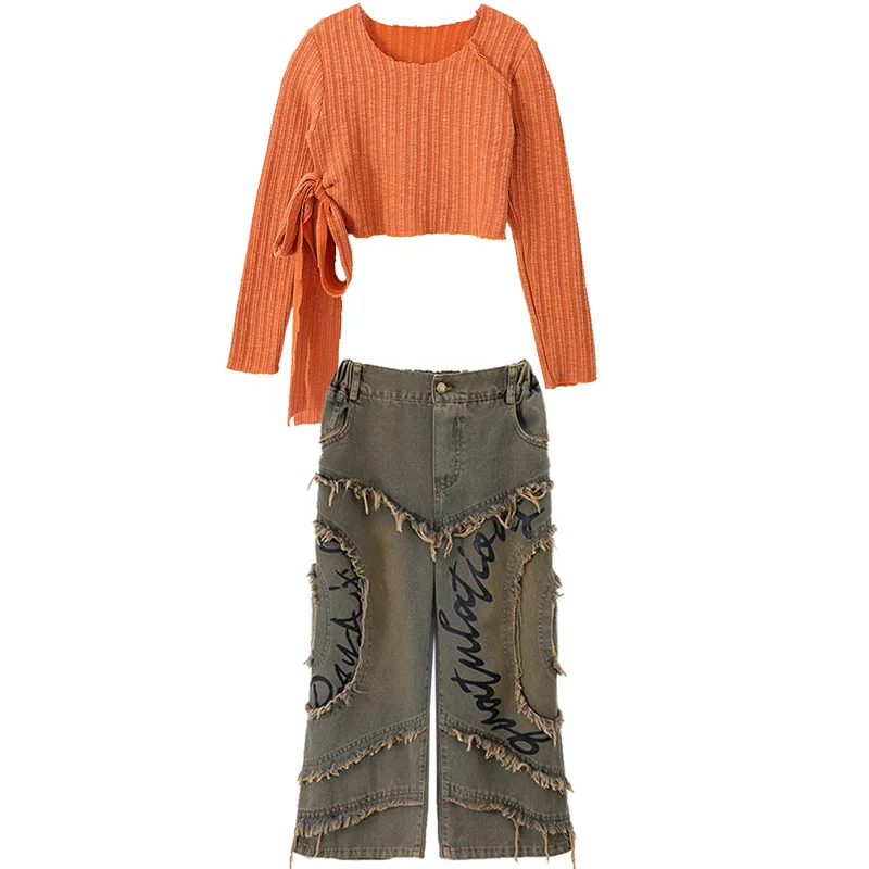 여아 재즈 댄스 의상, 어린이 스트리트 댄스 힙합 의상, 무대 댄스 공연, T-스테이지 런웨이 세트