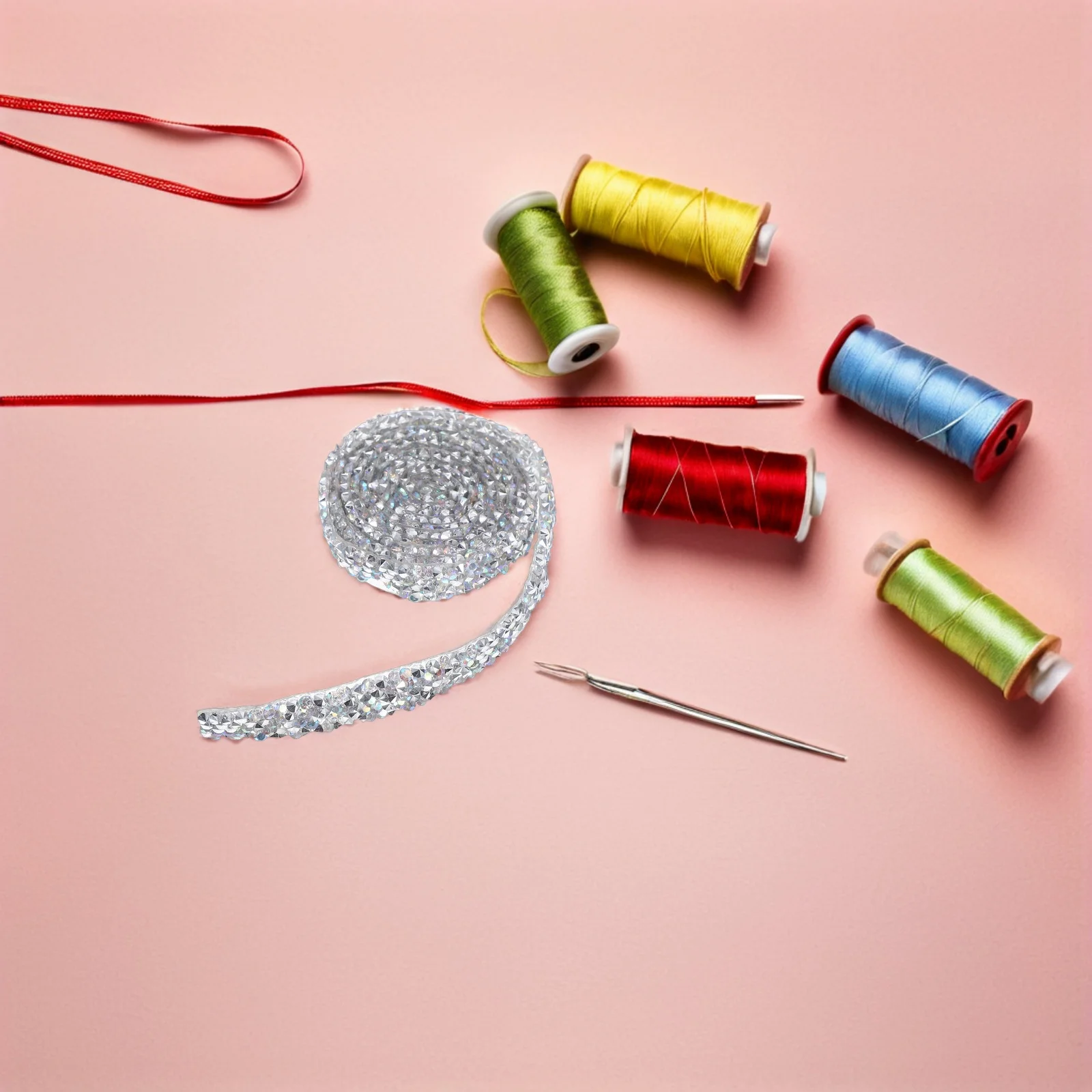

4 Rolls Melt Adhesive Rhinestone Tape Glitter Rhinestone Ribbon Resin Drill Sticker Strips Self Adhesive Ribbons Craft