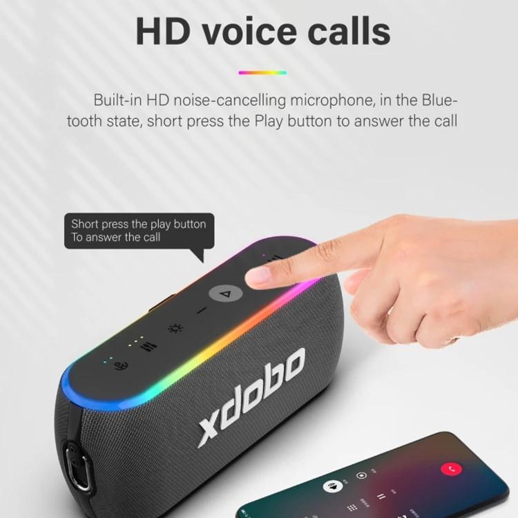 XDOBO X8 III 60 واط مكبر صوت محمول ملون RGB مكبر صوت IPX7 خارجي مقاوم للماء مكبر صوت لاسلكي مع مضخم صوت ثقيل