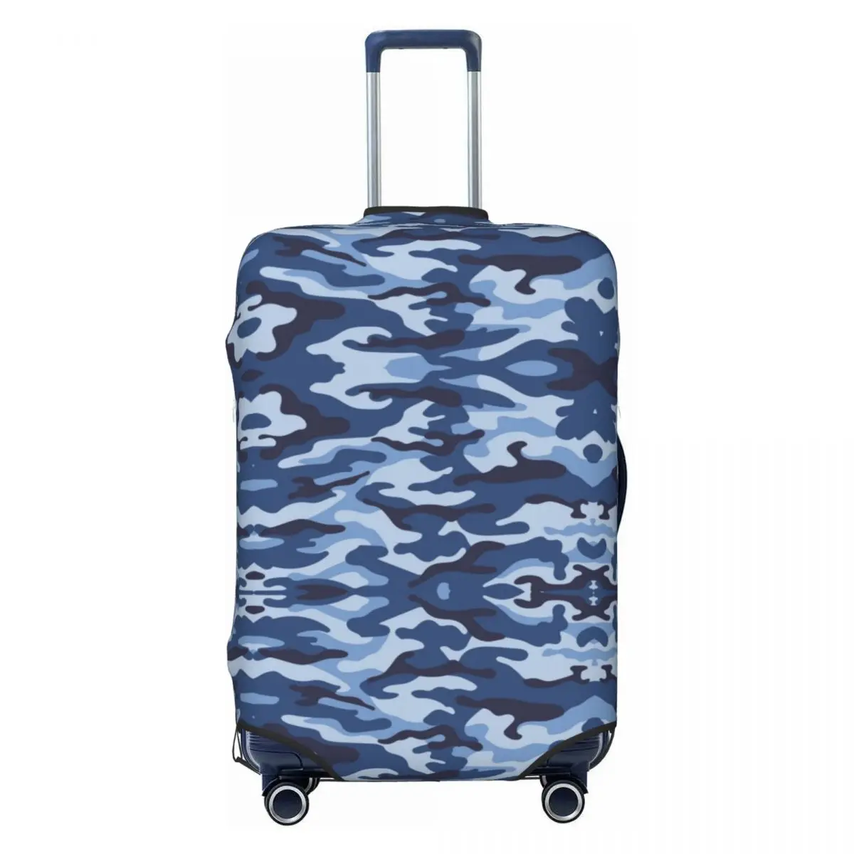 Custom Fashion Military Blue Camo Luggage Cover Protector Washable Navy Camouflage Travel Suitcase Covers