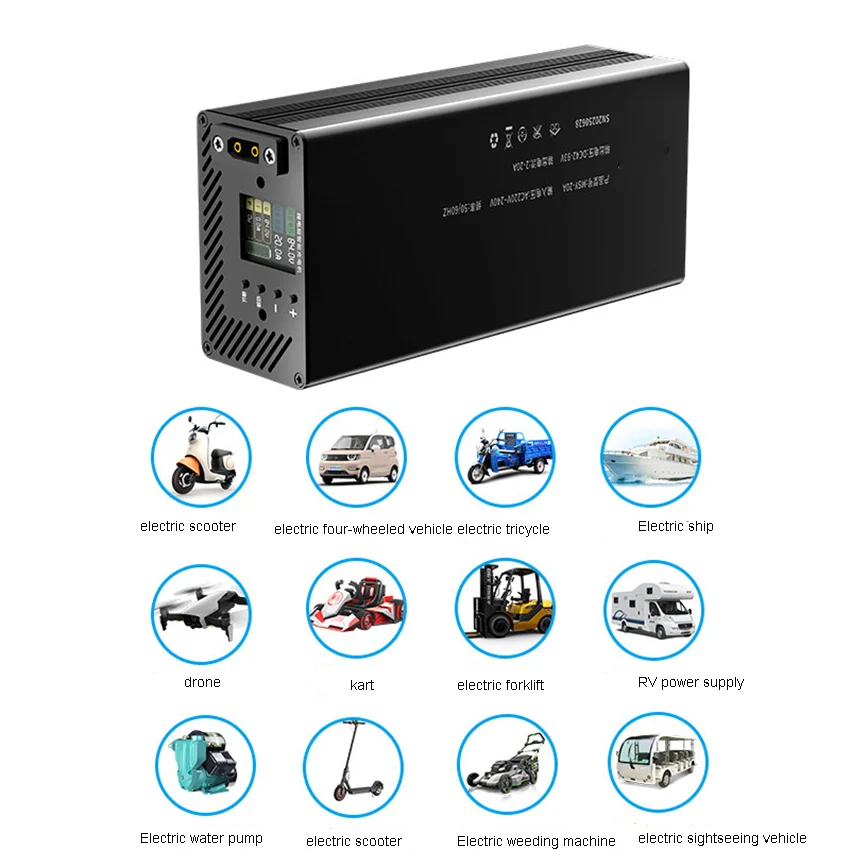 

Voltage And Current Dual Adjustable 20A Lithium Electric Vehicle Charger 48V 60V 72V Color Screen Lithium Battery Charger