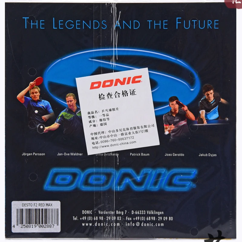 Donic-Table Tennis Rubber, Ping Pong Racket, Non-Skid, DESTO F2, F3, F4