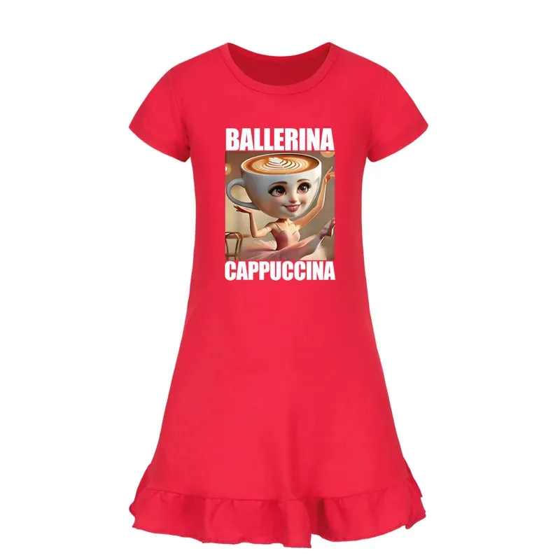 الصيف فتاة لطيف راقصة الباليه كابتشينا ثوب النوم الاطفال الكرتون تونغ الصحور منامة فستان لفتاة في سن المراهقة فستان سهرة فستان نوم الطفل #5