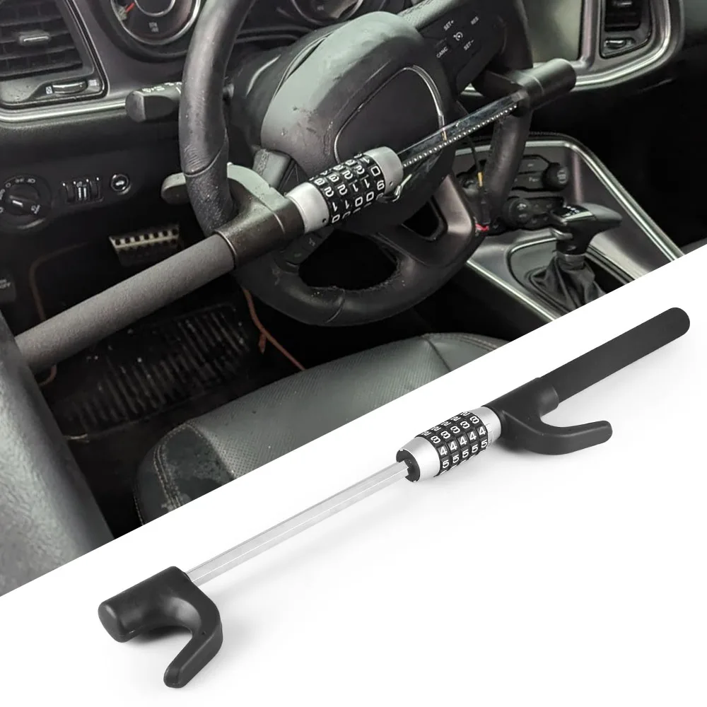 Car 5 Digit Password Steering Wheel Lock Anti Thef Lock Automobile Safety Accessories For Sedan Suv Truck Most Car Can Use