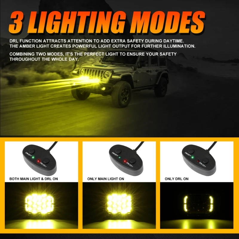 AUXBEAM 7 Inch Rectangle LED Spot Beam Driving Lights with DRL for Truck Pickup Offroad image 2