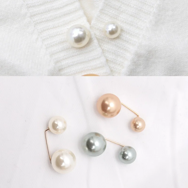 3Pcs Double Pearl Brooch Pins Anti-fade Exquisite Elegant Brooches Women Sweater Cardigan Clip Coat Summer Dress Jewelry Cute