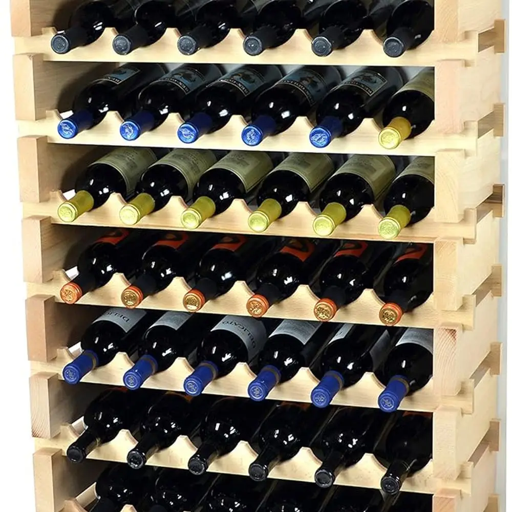 

Modular Wine Rack Beechwood 24-72 Bottle Capacity 6 Bottles Across up to 12 Rows Newest Improved Model (72 Bottles - 12 Rows)