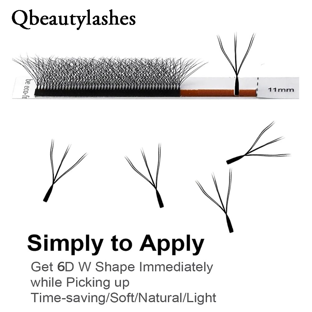 Qbeautyelashes YY 6D W شكل رمش ملحقات YY الطبيعية الفردية لاش ملحقات طول 8-15 مللي متر 6D الرموش الصناعية للماكياج