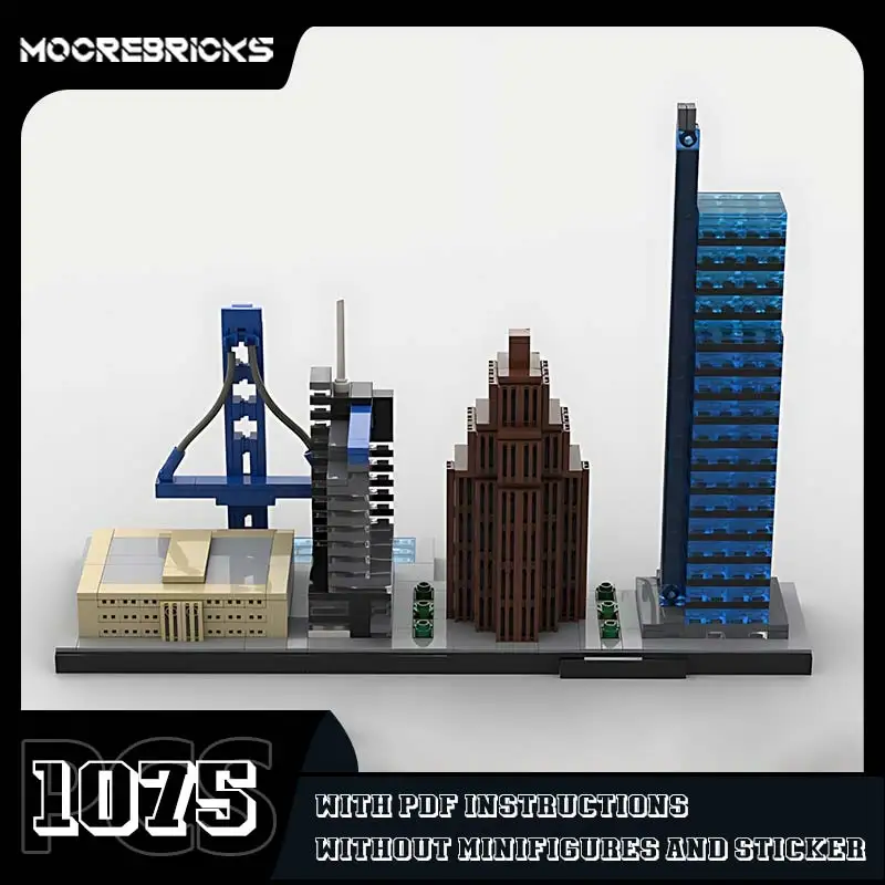 

MOC Philadelphia Architecture Building Blocks City Famous Skyline Education Model Bricks Assemble Toys For Children Gifts