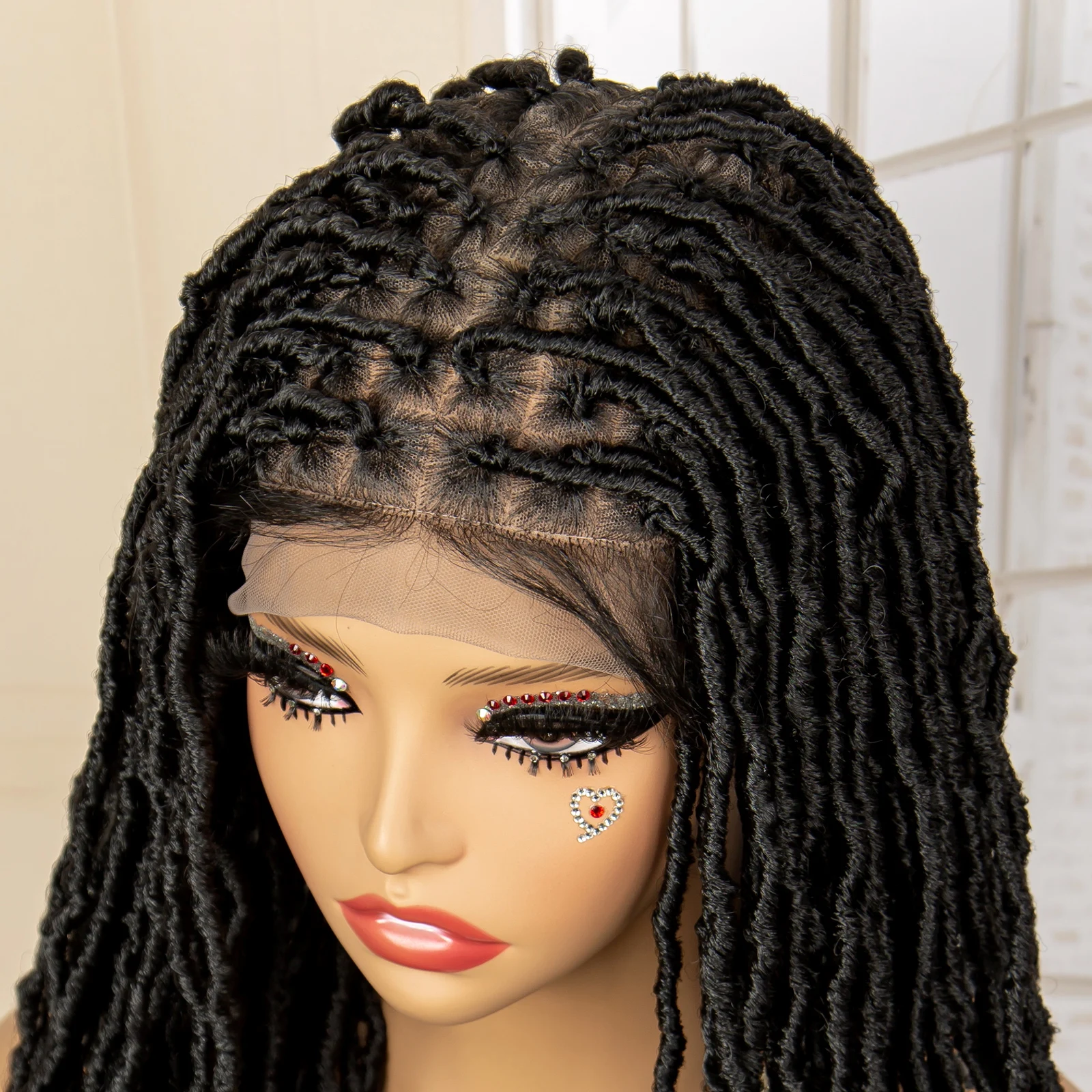 Synthetic Full Lace Locs Braided Wigs for Black Women 24 inches Knotless Box Dreadlock Braids Wig Lace Frontal Braiding Wig