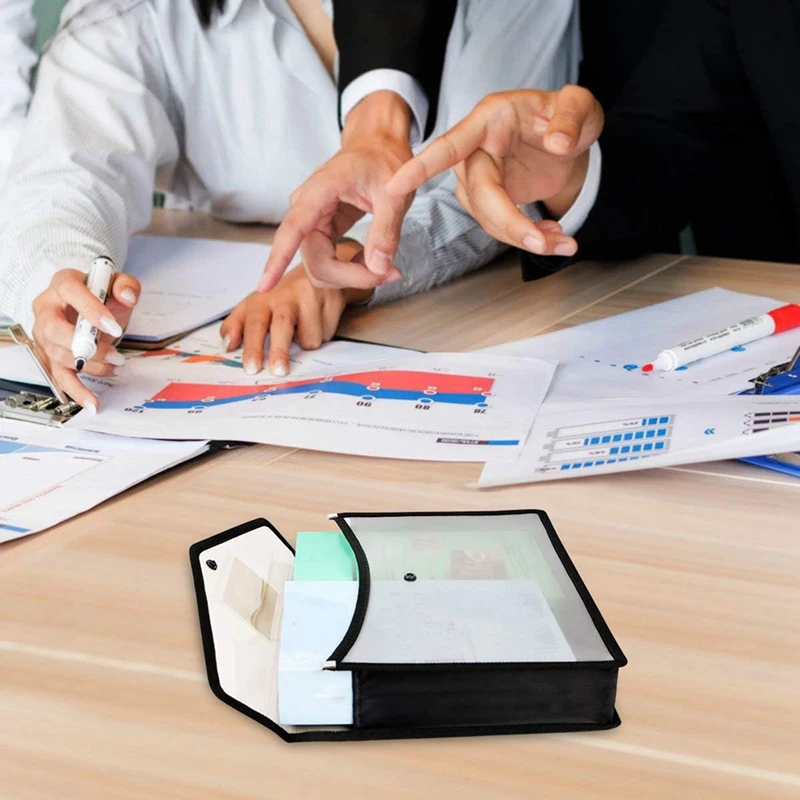 6Piece A4 Capacity Plastic Bag File Organizer Document Bag Stationery Storage Pouch