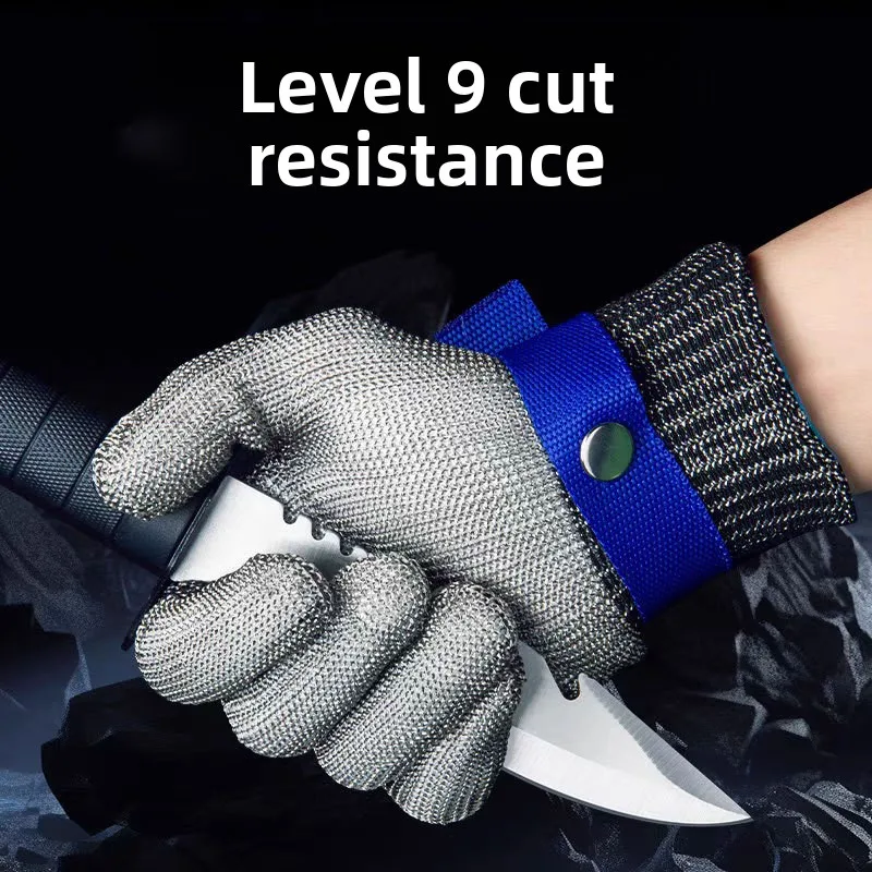 قفازات مقاومة للقطع والثقب من المستوى 9 - قفازات مقاومة للقطع من أسلاك الفولاذ المقاوم للصدأ مكونة من 5 مستويات لتقطيع المطبخ #1