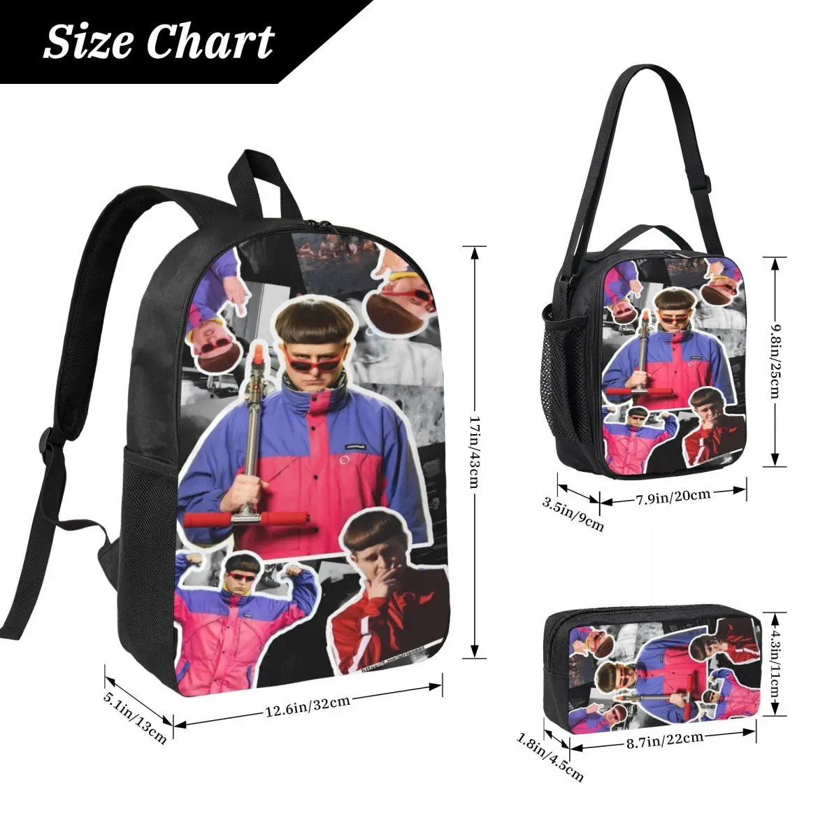3Pcs RIP Oliver Tree 1993-2026 Backpack Set for Girls Boys Pen Bags Bookbag Sets with Lunch Box For School Students Knapsack