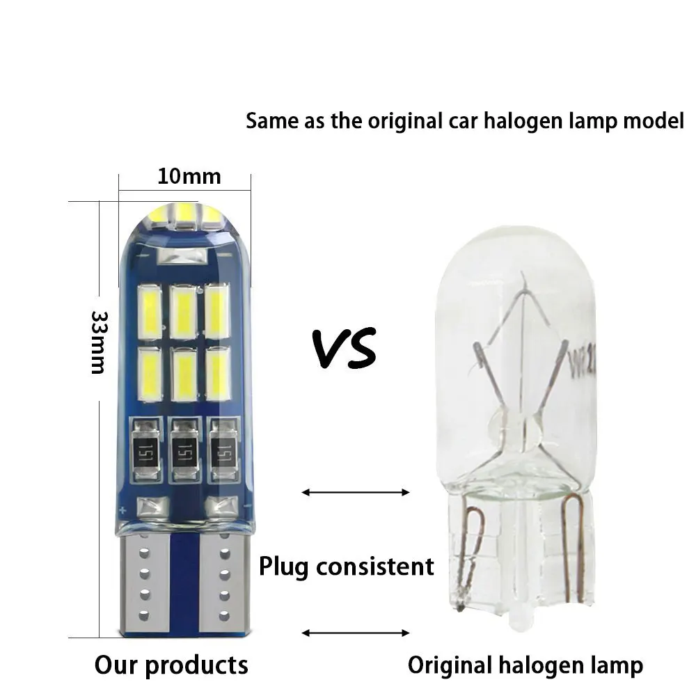

500X Силиконовая Термостойкая искусственная фотолампа 10 W5W 4014 15 SMD, номерной знак, водонепроницаемая фотолампа для автомобиля, внутреннее положение, фонарь постоянного тока 12 В