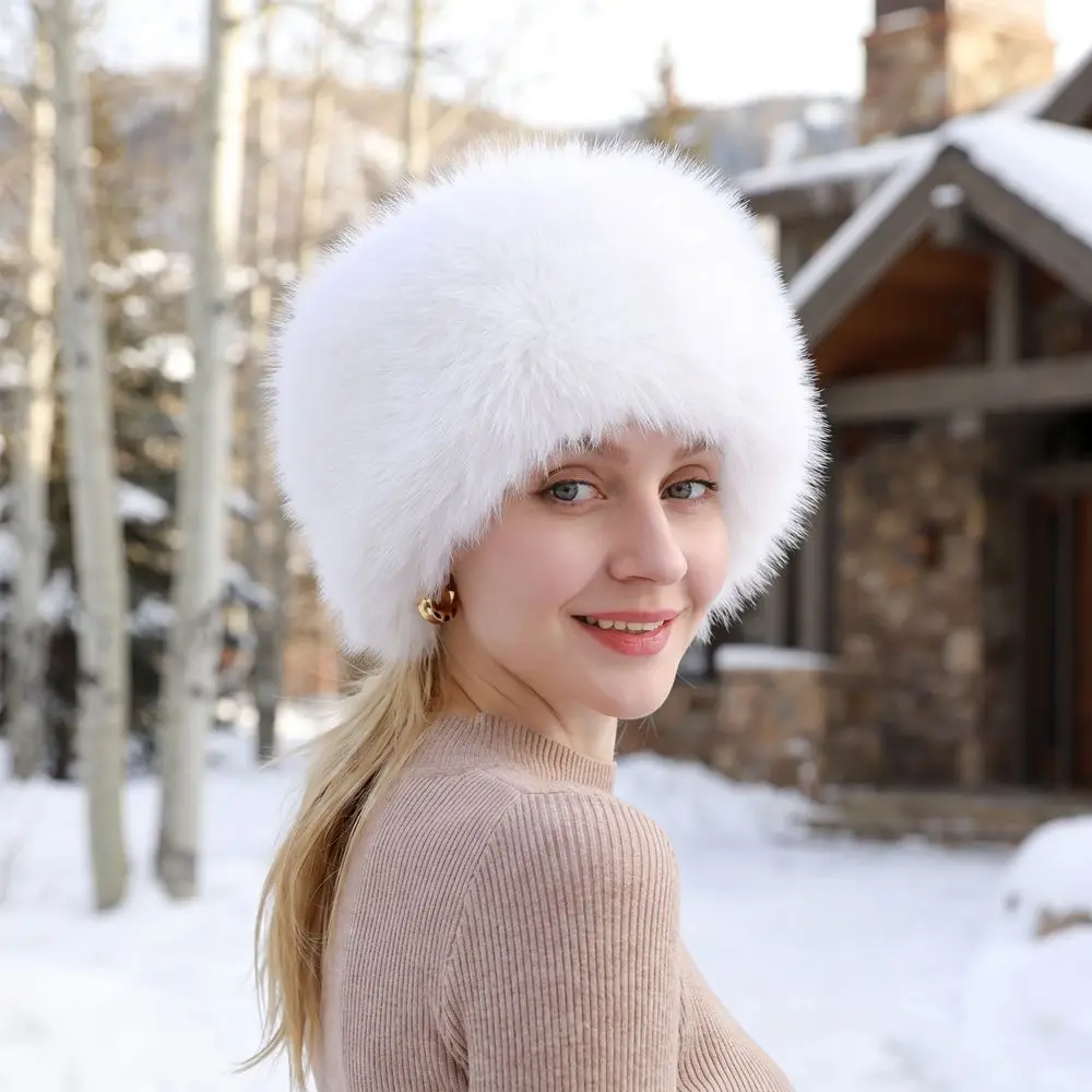 Retro Imitation Fur Imitation Mink Fur Hat Ear Flaps Warm Artificial Fur Hat Solid Color Ear Warm Fluffy Hat Sports