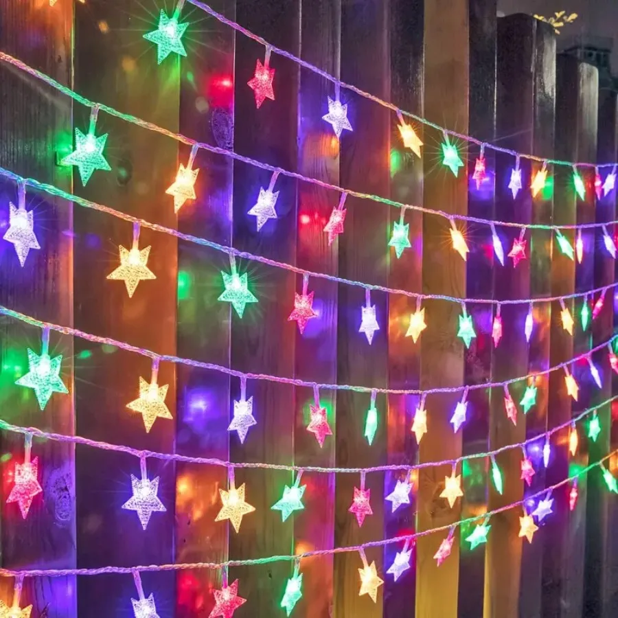 1PC Battery Powered Star String Lights 1.5M/10LED Or 3M/20LED for Indoor Bedroom Decor Perfect Festive Lighting without Battery